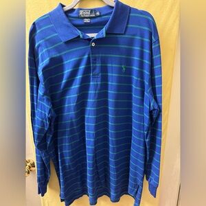 Ralph Lauren Blue and Green Striped Polo Shirt